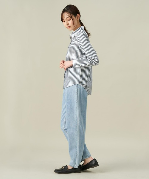 TOKYO SHIRTS(トウキョウシャツ)の「形態安定ノーアイロン レギュラーカラー 長袖ストレートベーシックシャツ(シャツ/ブラウス・レディース・ホワイト/ネイビー/ダークブルー・L/M/LL)」の8枚目の写真