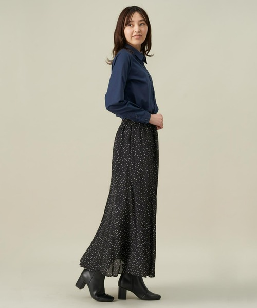 TOKYO SHIRTS(トウキョウシャツ)の「形態安定ノーアイロン レギュラーカラー 長袖ストレートベーシックシャツ(シャツ/ブラウス・レディース・ホワイト/ネイビー/ダークブルー・L/M/LL)」の5枚目の写真