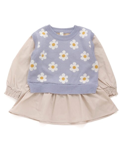 apres les cours（アプレレクール）の「花柄ニットベストトップス（シャツ/ブラウス・キッズ・ベージュ/ラベンダー・100/80/140/90/120/130/110）」の2枚目の写真