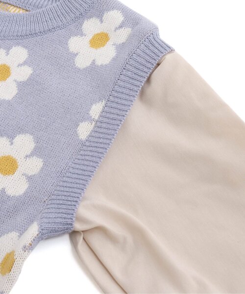 apres les cours（アプレレクール）の「花柄ニットベストトップス（シャツ/ブラウス・キッズ・ベージュ/ラベンダー・100/80/140/90/120/130/110）」の6枚目の写真