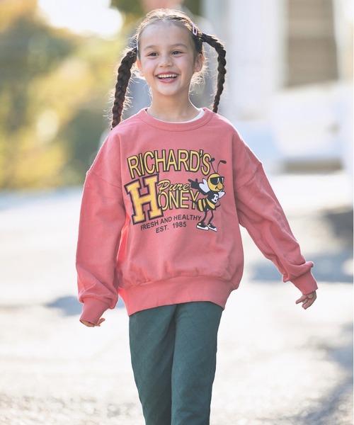 Life Support Products（ライフサポートプロダクツ）の「ウラケカレッジトレーナー（80～150cm）（スウェット・キッズ・杢グレー/エメラルド/チャコール/ブラウン/レッド/オフホワイト・100/110/120/130/140/95/150/80/90）」の17枚目の写真