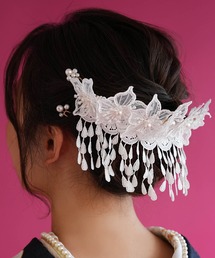 utatane（ウタタネ）の「髪飾り モチーフレース×パール しだれ 日本製（和装小物）」