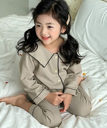 DAY CLOSET(デイ クローゼット)のキッズ 長袖ワッフルパイピングラウンドカラールームウェア 上下2点セット(ルームウェア/パジャマ)