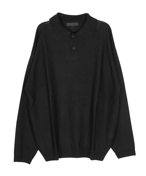 jiggys shop(ジギーズショップ)の「ジオメトロ柄 長袖 ニットポロシャツ(ポロシャツ・メンズ・グレー系その他/ブルー系その他/ブラウン/ブラック・LARGE/MEDIUM)」の13枚目の写真
