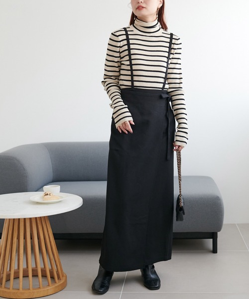 DISCOAT（ディスコート）の「ウールライク肩ヒモ付ラップスカート