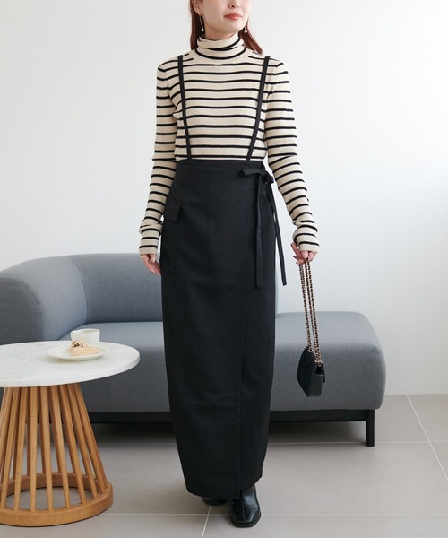 DISCOAT（ディスコート）の「ウールライク肩ヒモ付ラップスカート