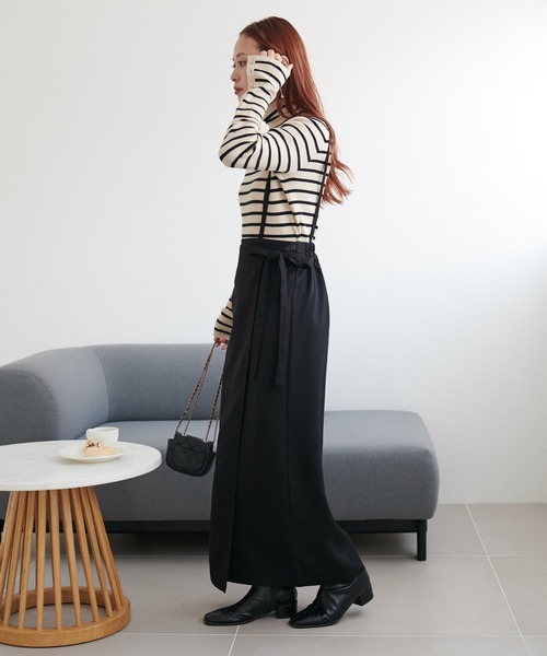 DISCOAT（ディスコート）の「ウールライク肩ヒモ付ラップスカート