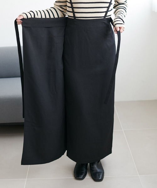 DISCOAT（ディスコート）の「ウールライク肩ヒモ付ラップスカート