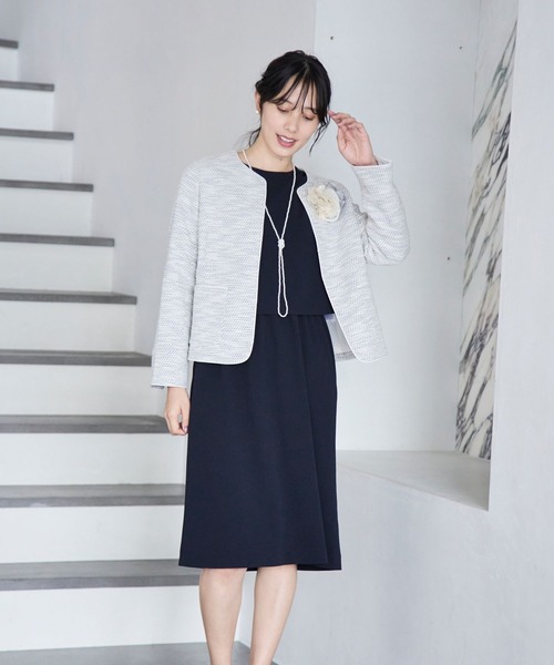 GLOBAL WORK(グローバルワーク)の「スゴラクストレッチドッキングワンピース/970904(ワンピース・レディース・ブラック/ライトベージュ/ネイビー・MEDIUM/LARGE)」の12枚目の写真