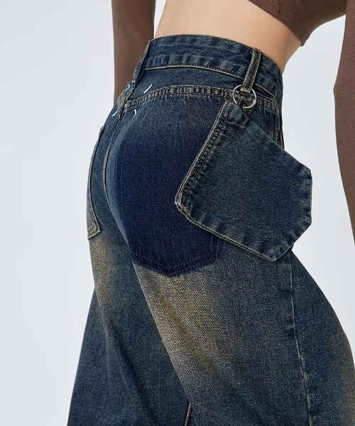 Vipoa(ヴィポア)の「ビンテージウォッシュデザインワイドデニム(デニムパンツ・レディース・ブルー・MEDIUM/LARGE)」の9枚目の写真