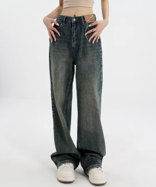 Vipoa(ヴィポア)の「ビンテージウォッシュデザインワイドデニム(デニムパンツ・レディース・ブルー・MEDIUM/LARGE)」の5枚目の写真