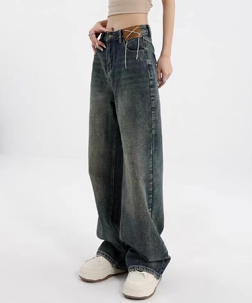 Vipoa(ヴィポア)の「ビンテージウォッシュデザインワイドデニム(デニムパンツ・レディース・ブルー・MEDIUM/LARGE)」の18枚目の写真