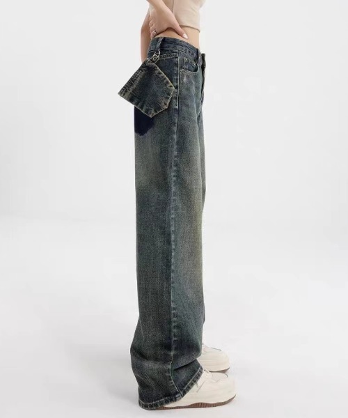 Vipoa(ヴィポア)の「ビンテージウォッシュデザインワイドデニム(デニムパンツ・レディース・ブルー・MEDIUM/LARGE)」の10枚目の写真