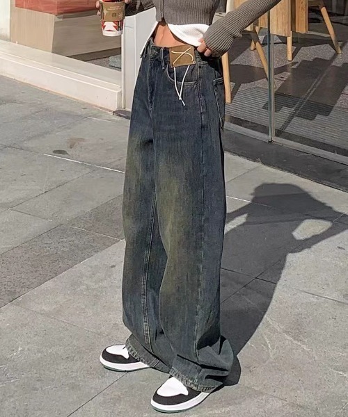 Vipoa(ヴィポア)の「ビンテージウォッシュデザインワイドデニム(デニムパンツ・レディース・ブルー・MEDIUM/LARGE)」の4枚目の写真