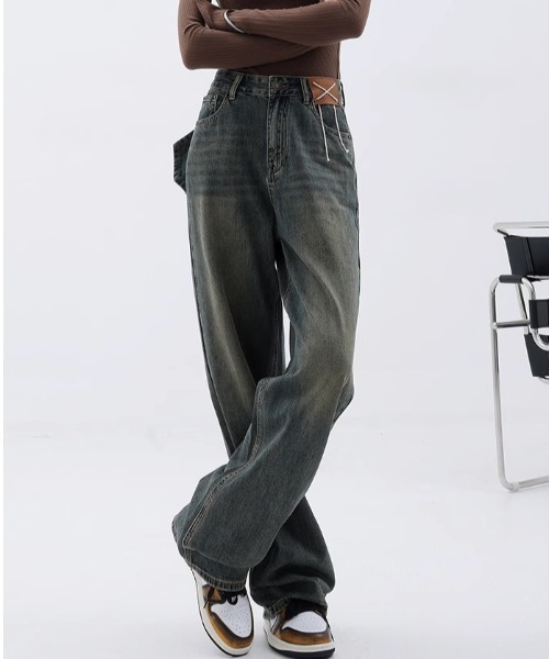 Vipoa(ヴィポア)の「ビンテージウォッシュデザインワイドデニム(デニムパンツ・レディース・ブルー・MEDIUM/LARGE)」の16枚目の写真