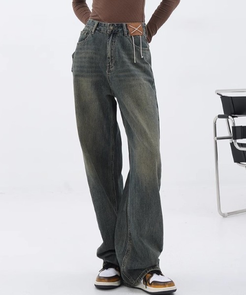 Vipoa(ヴィポア)の「ビンテージウォッシュデザインワイドデニム(デニムパンツ・レディース・ブルー・MEDIUM/LARGE)」の8枚目の写真