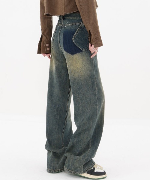 Vipoa(ヴィポア)の「ビンテージウォッシュデザインワイドデニム(デニムパンツ・レディース・ブルー・MEDIUM/LARGE)」の11枚目の写真