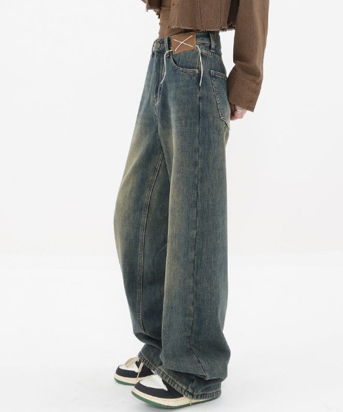 Vipoa(ヴィポア)の「ビンテージウォッシュデザインワイドデニム(デニムパンツ・レディース・ブルー・MEDIUM/LARGE)」の20枚目の写真