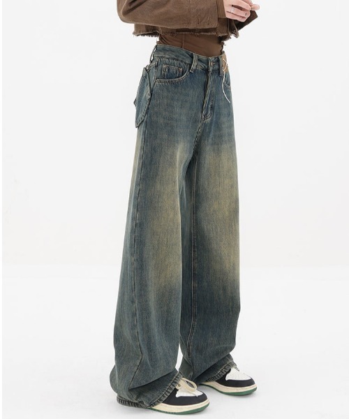 Vipoa(ヴィポア)の「ビンテージウォッシュデザインワイドデニム(デニムパンツ・レディース・ブルー・MEDIUM/LARGE)」の2枚目の写真
