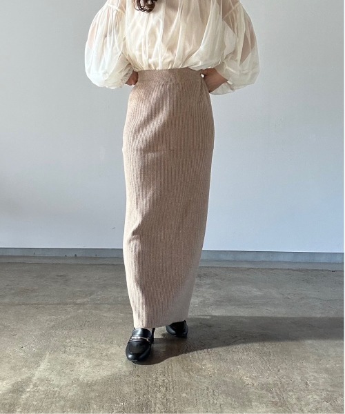 t a r o s u（タロス）の「straight rib knit skirt/ストレートリブニットスカート（スカート・レディース・ベージュ/ブラック・FREE）」の19枚目の写真