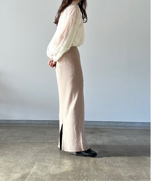 t a r o s u（タロス）の「straight rib knit skirt/ストレートリブニットスカート（スカート・レディース・ベージュ/ブラック・FREE）」の21枚目の写真