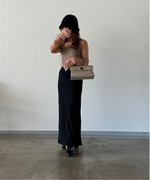 t a r o s u（タロス）の「straight rib knit skirt/ストレートリブニットスカート（スカート・レディース・ベージュ/ブラック・FREE）」の16枚目の写真