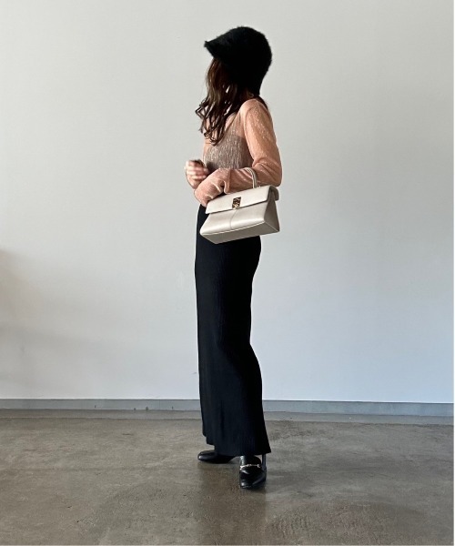 t a r o s u（タロス）の「straight rib knit skirt/ストレートリブニットスカート（スカート・レディース・ベージュ/ブラック・FREE）」の18枚目の写真