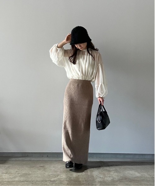 t a r o s u（タロス）の「straight rib knit skirt/ストレートリブニットスカート（スカート・レディース・ベージュ/ブラック・FREE）」の22枚目の写真