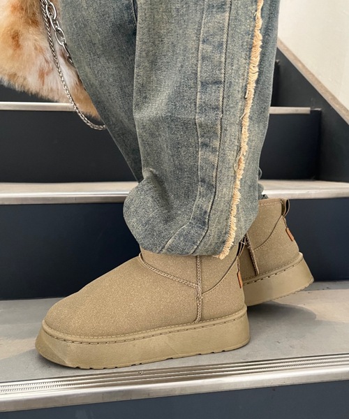 nemne store(ネンネストア)の「【Ne/Flim】ムートンショートブーツ(ブーツ・レディース・キャメル/ブラック/グレー・MEDIUM/LARGE/SMALL)」の3枚目の写真