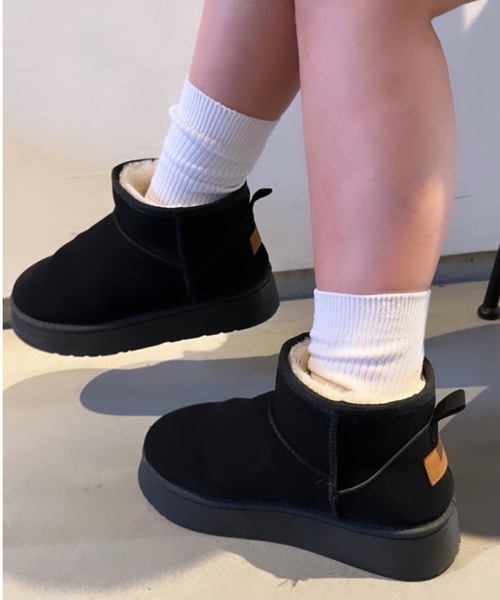 nemne store(ネンネストア)の「【Ne/Flim】ムートンショートブーツ(ブーツ・レディース・キャメル/ブラック/グレー・MEDIUM/LARGE/SMALL)」の2枚目の写真