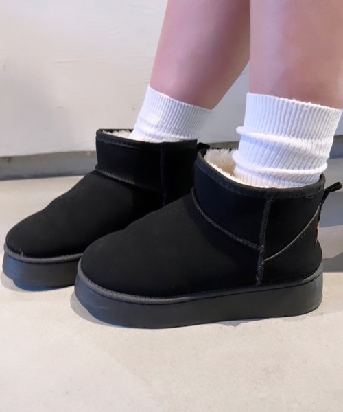 nemne store(ネンネストア)の「【Ne/Flim】ムートンショートブーツ(ブーツ・レディース・キャメル/ブラック/グレー・MEDIUM/LARGE/SMALL)」の4枚目の写真