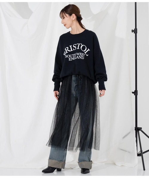 Settimissimo（セッティミッシモ）の「スエットライク 綿混ロゴニット プルオーバー ショート 長袖（ニット/セーター・レディース・ブラック/アイボリー・FREE）」の14枚目の写真