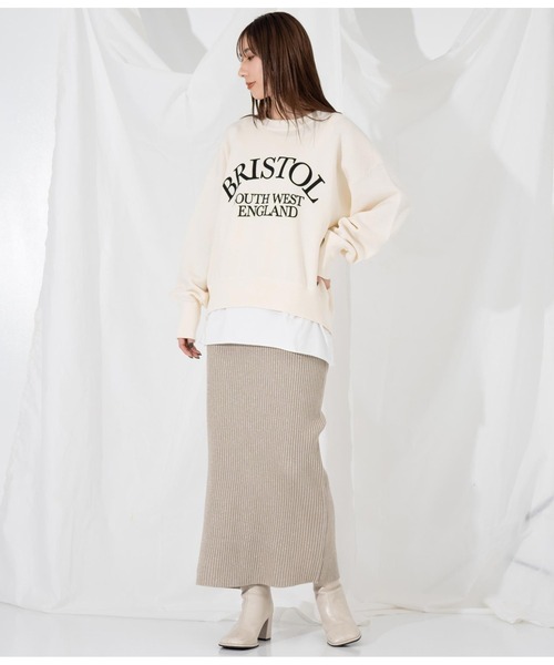 Settimissimo（セッティミッシモ）の「スエットライク 綿混ロゴニット プルオーバー ショート 長袖（ニット/セーター・レディース・ブラック/アイボリー・FREE）」の8枚目の写真