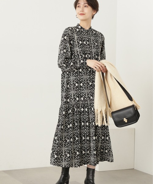 N.（N. Natural Beauty Basic）（エヌエヌナチュラルビューティーベーシック）の「【S Size Line】◆タイルプリントワンピース（ワンピース・レディース・ホワイト系その他/ブラック系その他・SMALL/MEDIUM）」の10枚目の写真