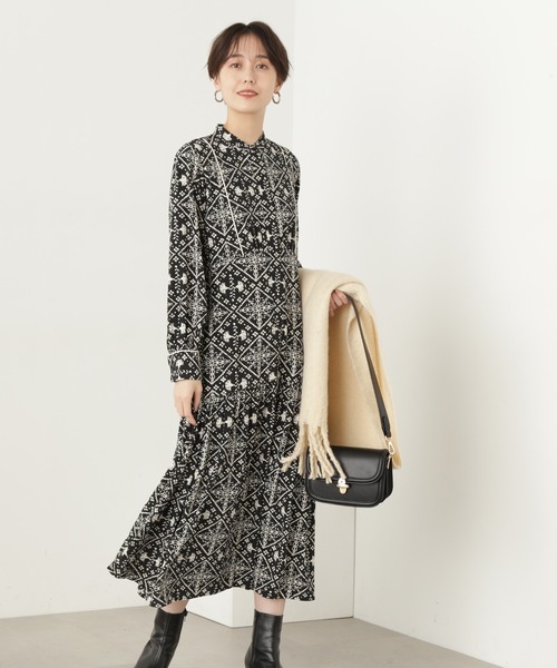 N.（N. Natural Beauty Basic）（エヌエヌナチュラルビューティーベーシック）の「【S Size Line】◆タイルプリントワンピース（ワンピース・レディース・ホワイト系その他/ブラック系その他・SMALL/MEDIUM）」の12枚目の写真