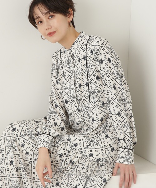 N.（N. Natural Beauty Basic）（エヌエヌナチュラルビューティーベーシック）の「【S Size Line】◆タイルプリントワンピース（ワンピース・レディース・ホワイト系その他/ブラック系その他・SMALL/MEDIUM）」の3枚目の写真