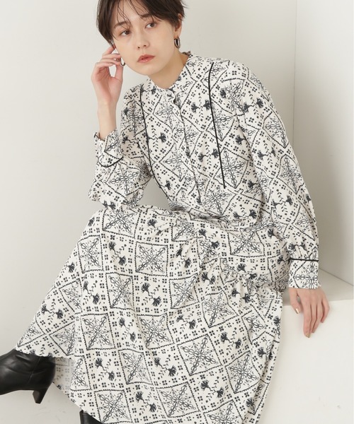 N.（N. Natural Beauty Basic）（エヌエヌナチュラルビューティーベーシック）の「【S Size Line】◆タイルプリントワンピース（ワンピース・レディース・ホワイト系その他/ブラック系その他・SMALL/MEDIUM）」の4枚目の写真