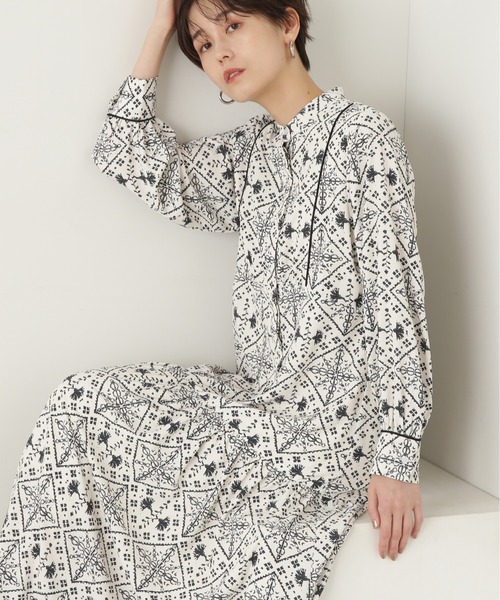 N.（N. Natural Beauty Basic）（エヌエヌナチュラルビューティーベーシック）の「【S Size Line】◆タイルプリントワンピース（ワンピース・レディース・ホワイト系その他/ブラック系その他・SMALL/MEDIUM）」の9枚目の写真