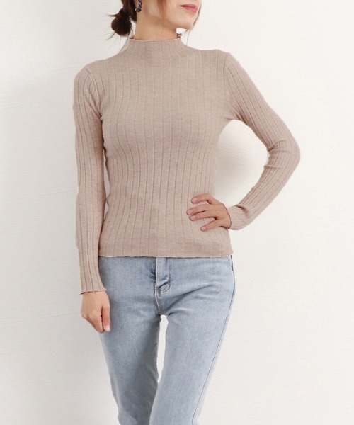Miniministore(ミニミニストア)の「リブニットトップス プチハイネック(ニット/セーター・レディース・ライトグリーン/アイボリー/イエロー/ホワイト/ブラック/パープル/ダークベージュ/サーモンピンク/ブルー/グレー/ピンク/オレンジ/ダークグリーン・フリー)」の22枚目の写真