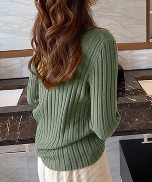 Miniministore(ミニミニストア)の「リブニットトップス プチハイネック(ニット/セーター・レディース・ライトグリーン/アイボリー/イエロー/ホワイト/ブラック/パープル/ダークベージュ/サーモンピンク/ブルー/グレー/ピンク/オレンジ/ダークグリーン・フリー)」の18枚目の写真