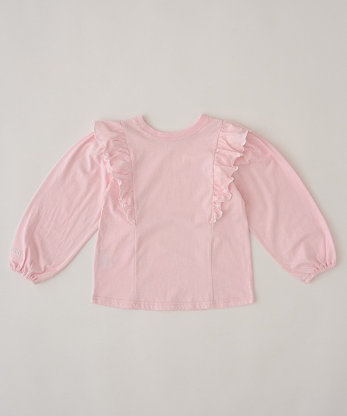 Lycee mine(リセマイン)の「【型崩れしないやわらかコットン】前後どっちでもOK!フリル長袖Tシャツ(Tシャツ/カットソー・キッズ・エメラルド/ネイビー/ライトピンク/トップグレー/サックスブルー/オフホワイト・100cm/120cm/150cm/110cm/130cm/140cm)」の15枚目の写真
