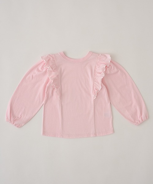 Lycee mine(リセマイン)の「【型崩れしないやわらかコットン】前後どっちでもOK!フリル長袖Tシャツ(Tシャツ/カットソー・キッズ・エメラルド/ネイビー/ライトピンク/トップグレー/サックスブルー/オフホワイト・100cm/120cm/150cm/110cm/130cm/140cm)」の13枚目の写真