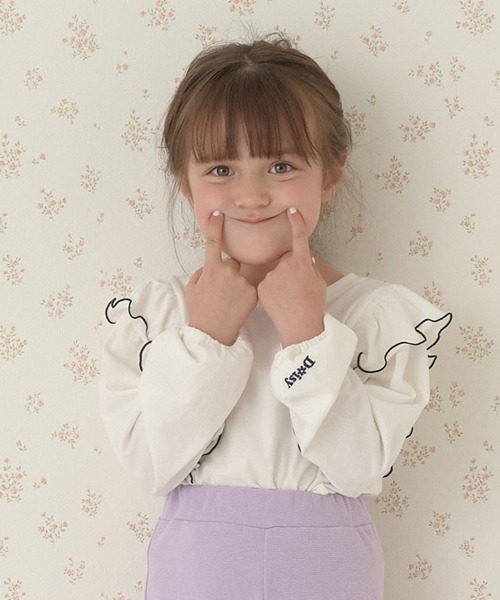 Lycee mine(リセマイン)の「【型崩れしないやわらかコットン】前後どっちでもOK!フリル長袖Tシャツ(Tシャツ/カットソー・キッズ・エメラルド/ネイビー/ライトピンク/トップグレー/サックスブルー/オフホワイト・100cm/120cm/150cm/110cm/130cm/140cm)」の20枚目の写真