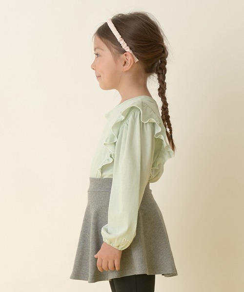 Lycee mine(リセマイン)の「【型崩れしないやわらかコットン】前後どっちでもOK!フリル長袖Tシャツ(Tシャツ/カットソー・キッズ・エメラルド/ネイビー/ライトピンク/トップグレー/サックスブルー/オフホワイト・100cm/120cm/150cm/110cm/130cm/140cm)」の17枚目の写真