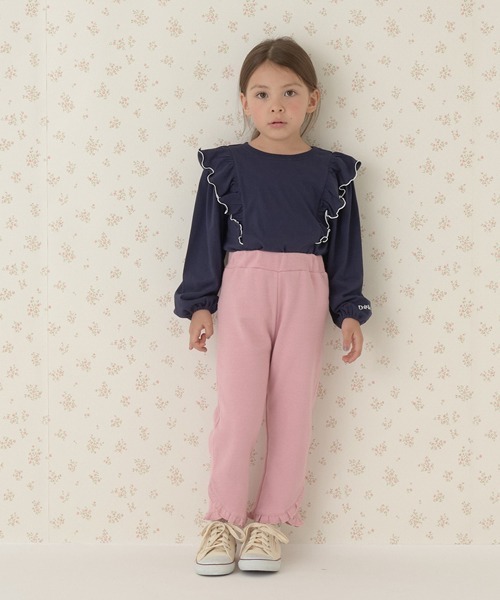 Lycee mine(リセマイン)の「【型崩れしないやわらかコットン】前後どっちでもOK!フリル長袖Tシャツ(Tシャツ/カットソー・キッズ・エメラルド/ネイビー/ライトピンク/トップグレー/サックスブルー/オフホワイト・100cm/120cm/150cm/110cm/130cm/140cm)」の19枚目の写真