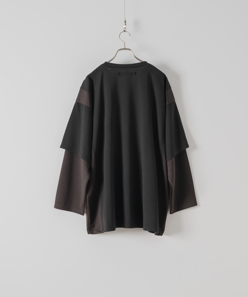 DOOPZ(ドープス)の「SWITCHING LAYERED CUTSEW - 切替レイヤードカットソー(Tシャツ/カットソー・メンズ・ブラック/チャコールグレー・LARGE/MEDIUM/SMALL)」の5枚目の写真