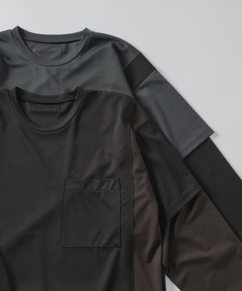 DOOPZ(ドープス)の「SWITCHING LAYERED CUTSEW - 切替レイヤードカットソー(Tシャツ/カットソー・メンズ・ブラック/チャコールグレー・LARGE/MEDIUM/SMALL)」の8枚目の写真