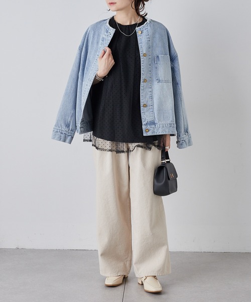 PUAL CE CIN（ピュアルセシン）の「ノーカラーデニムジャケット