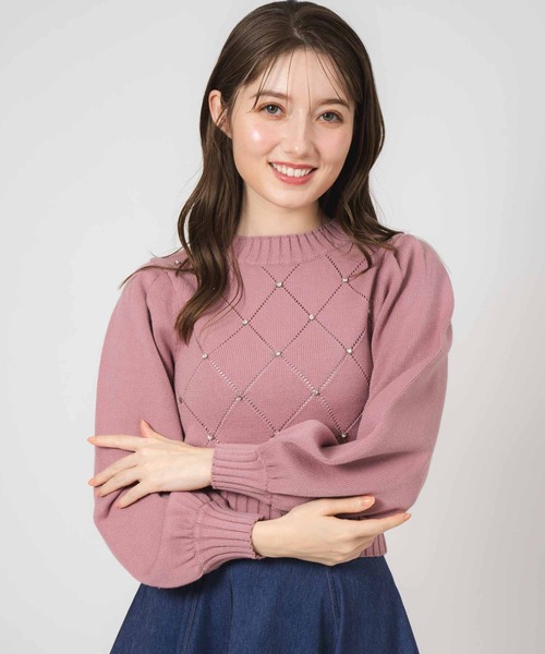 美品　Rene　ネックビジューニット Noela（ノエラ）の「ハイネックビジューニット（ニット/セーター