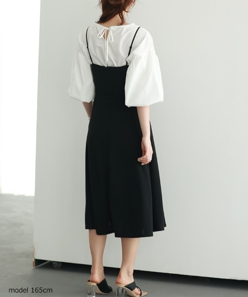 SEU（エスイーユー）の「オフィスカジュアル キャミ ワンピース ハイウエスト Aライン 着痩せ（ワンピース・レディース・ブラック・XL/L/M/S）」の14枚目の写真